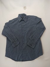 Van Heusen Button Shirt Men's Large 16-16.5 Striped No Iron Long Sleeve
