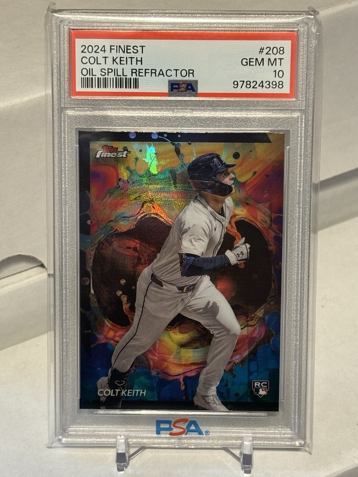 2024 Topps Finest Colt Keith RC #208 RARE Oil Spill Refractor SSP PSA 10