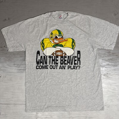 Vintage 90s NCAA University of Oregon Ducks Rivalry Football Shirt Sz XL