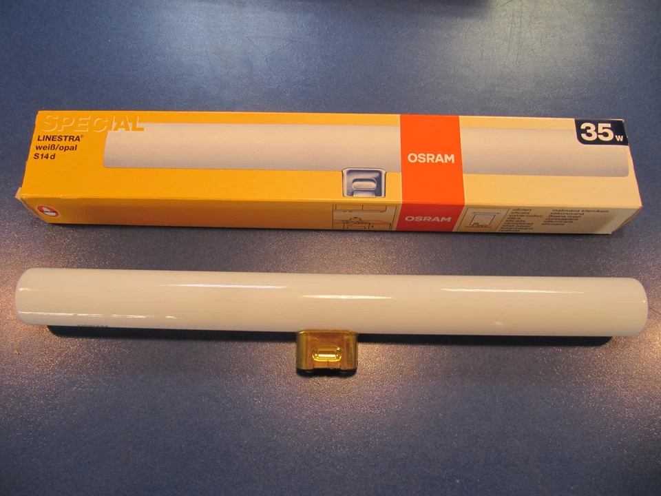 SELTENE  OSRAM  RADIUM SPECIAL LINESTRA 35W mit Metallsockel S14d opal weiß 1613 - Bild 2 von 4