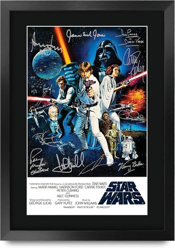 Póster de la película Star Wars una Nueva Esperanza firmado 16" x 12" enmarcado regalo impreso A... - Imagen 7 de 12
