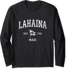 Lahaina Maui Nautical Boat Anchor Flag 1795 Gift Long Sleeve T-Shirt