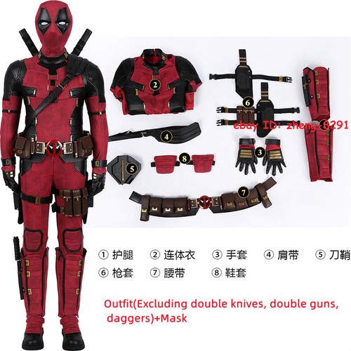 2025 NEW Kids Deadpool 3 Jumpsuit Outfit Cosplay Costume Suit Halloween Full Set - Picture 26 of 28