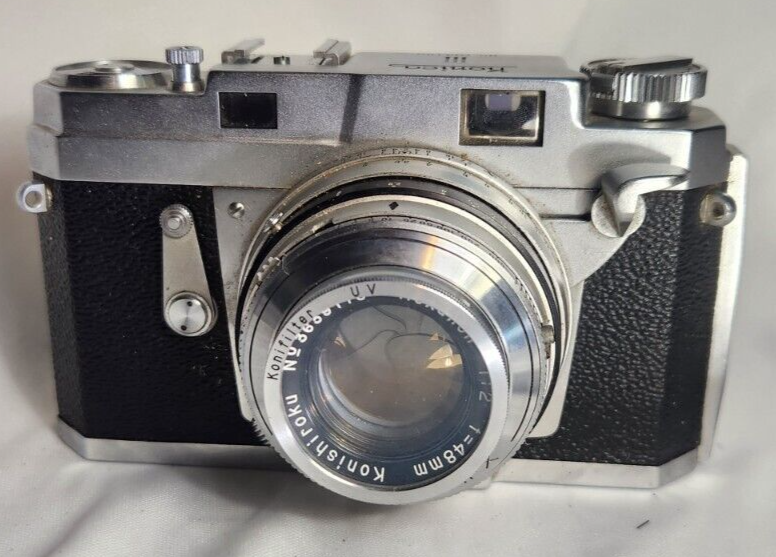 Konica III Rangefinder Film Camera Hexanon 48mm f/2.0 w/Case From Konica III Rangefinder Film Camera Hexanon 48mm f/2.0 w/Case From