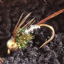 FLY FISHING FLIES BEAD HEAD SIZE 18 LIGHTNING BUG SILVER FRONTIER FLY COMPANY