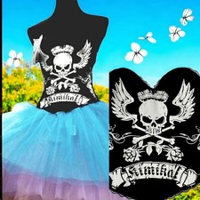 Skull Corset Buster Metallic Rhinestone Steampunk Waist Cincher SZ XL Halloween
