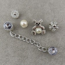 SILVER  RHINESTONES PEARL BLING Shoe Charms Wristbands Set of 5 Designer Luxury