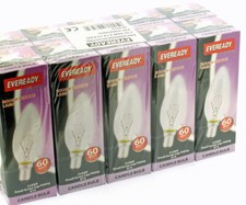 10 x Eveready 60w Clear Candle Filament Bulb SES E14 Small Screw Dimmable