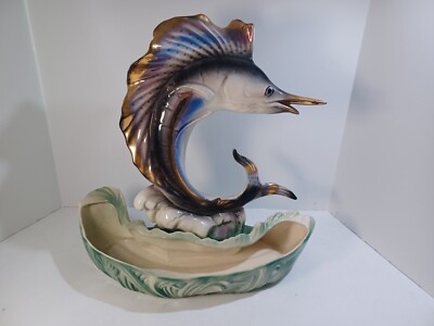 Vintage 50s Fish Marlin Sailfish Planter Lane & Co Van Nuys California 14'' Large