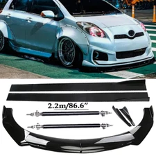 Front Bumper Lip Spoiler Side Skirts Rear Glossy Black For Toyota Yaris/ R