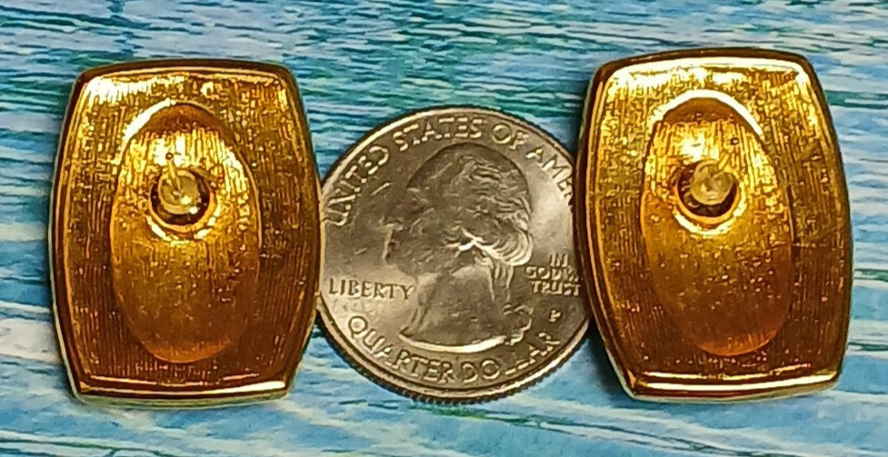 Vintage Black Rectangular Enamel Earrings Gold To… - image 5