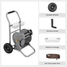 Giraffe Tools Heavy Duty Water Hose Reel Cart, Garden Hose Reel Cart with Wheels