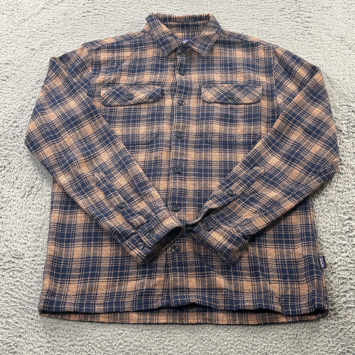 Patagonia Fjord Flannel Shirt Mens Small Plaid Button Up Organic