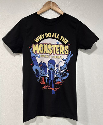 All Time Low Band Shirt Black why Do All the Monsters Come Out At Night