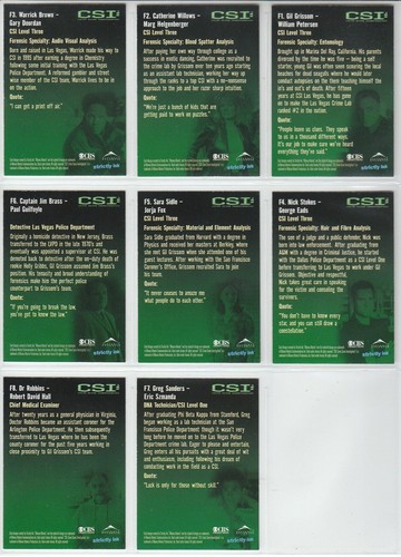CSI Series 1 - 15 Chase Card Set - 8 Stars & 6 DNA Fingerprint Gold Foil, SS1 - Picture 4 of 5