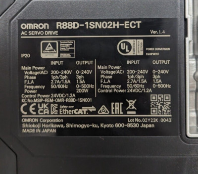OMRON SERVO DRIVE R88D-1SN02H-ECT US Free TAX