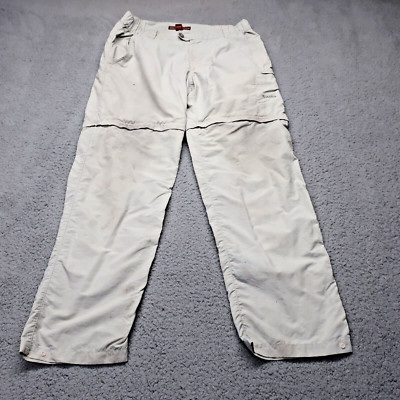 Simms Convertible Pants Mens M 36x32 Beige Fishing Hiking Outdoor Nylon Zip Off