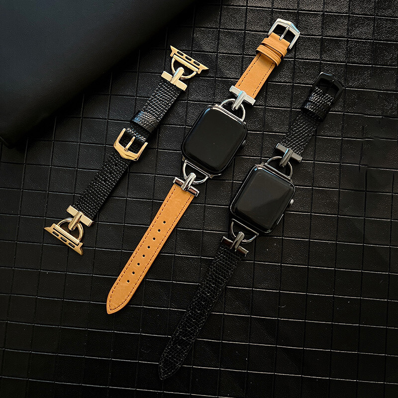 41/44/45MM Leather Metal Strap Stainless Steel Band for Apple Watch SE 