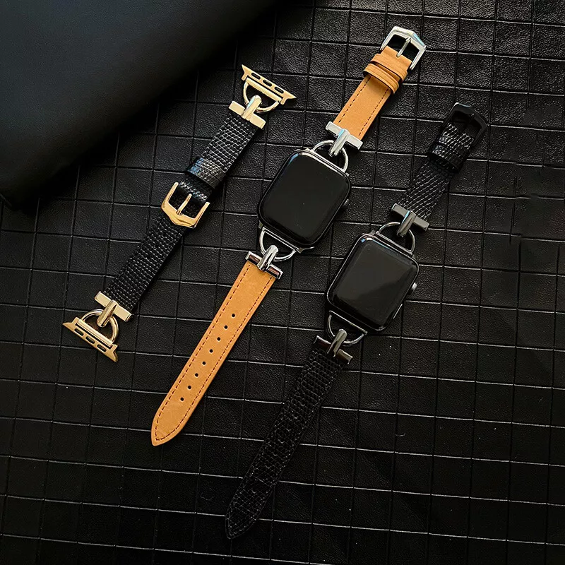 41/44/45MM Leather Metal Strap Stainless Steel Band for Apple Watch 7 SE 6 5 4 8