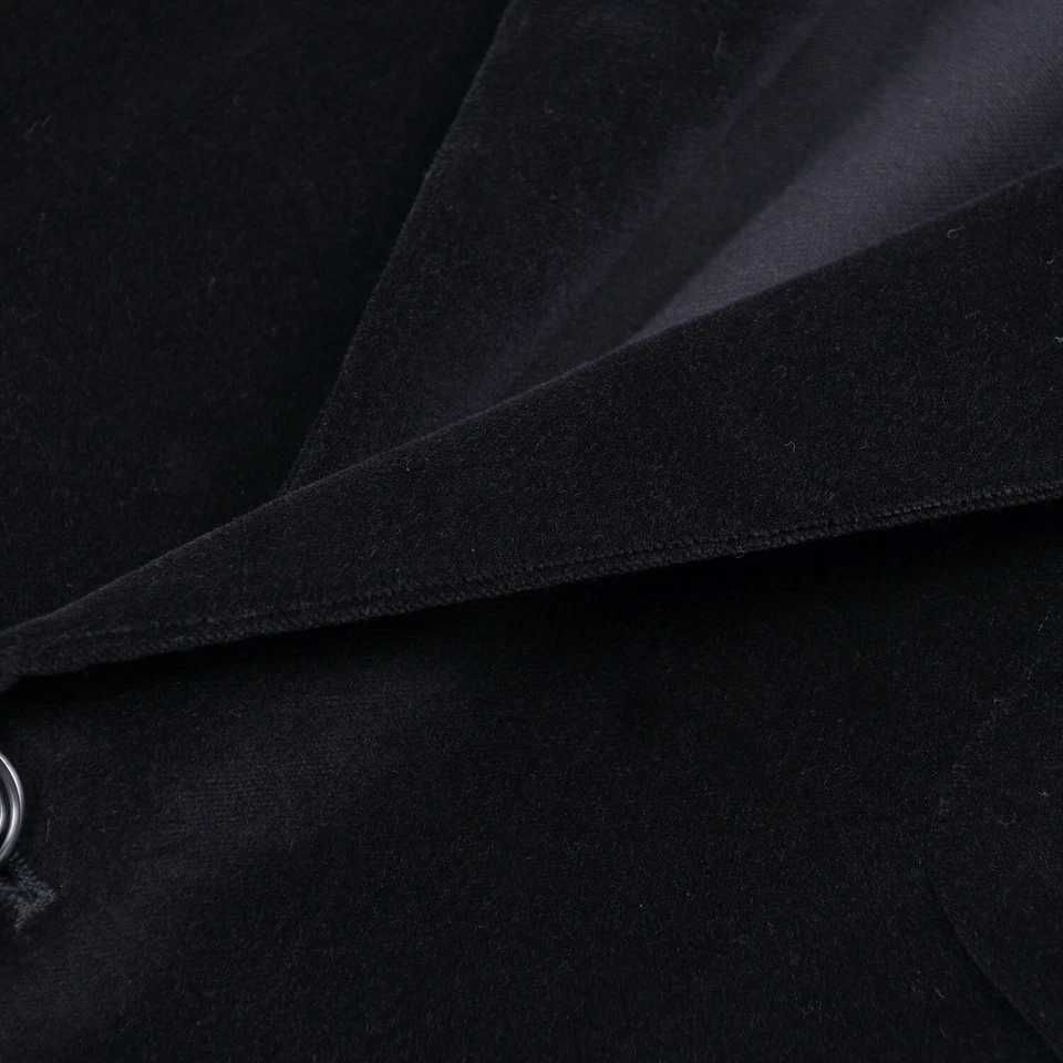 Luigi Borrelli расслабленный крой без подкладки неструктурированный черный бархат спортивное пальто 46R новый с Ярлыками - Изображение 3 из 4