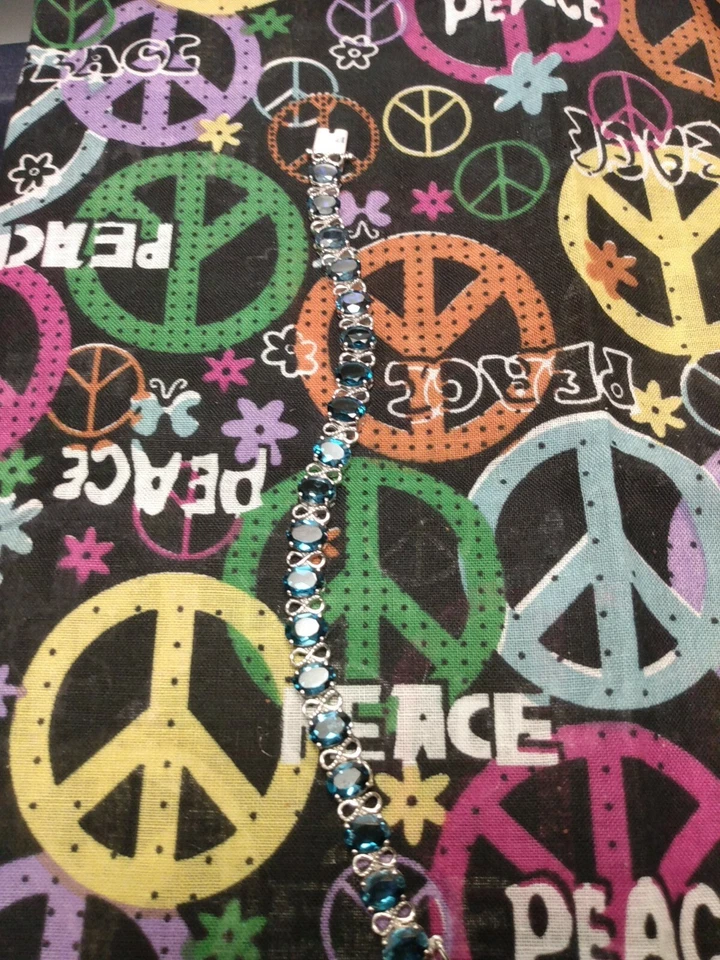 Brazalete 7,25" Topacio Azul Londres 25,84 TCW 8X6 MM Ovalado Rodio/Plata 925 (AA5) Foto 4 de 4