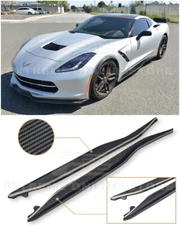 For 14-19 Corvette C7 Z06 Style CARBON FIBER Side Skirts Rocker Panel Extension