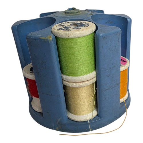 Vintage Thread Spool Holder Capacity Of 12 Spools In 6 Slots Light Blue Plastic 