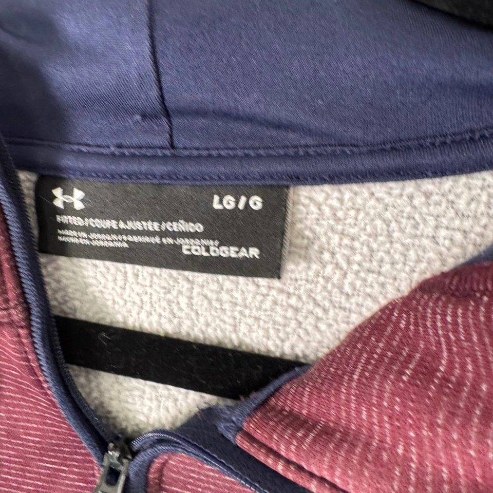 Under Armour Hombres L ColdGear Sudadera con Capucha Pullover Granate Entrenamiento Atlético Sudadera Foto 4 de 4