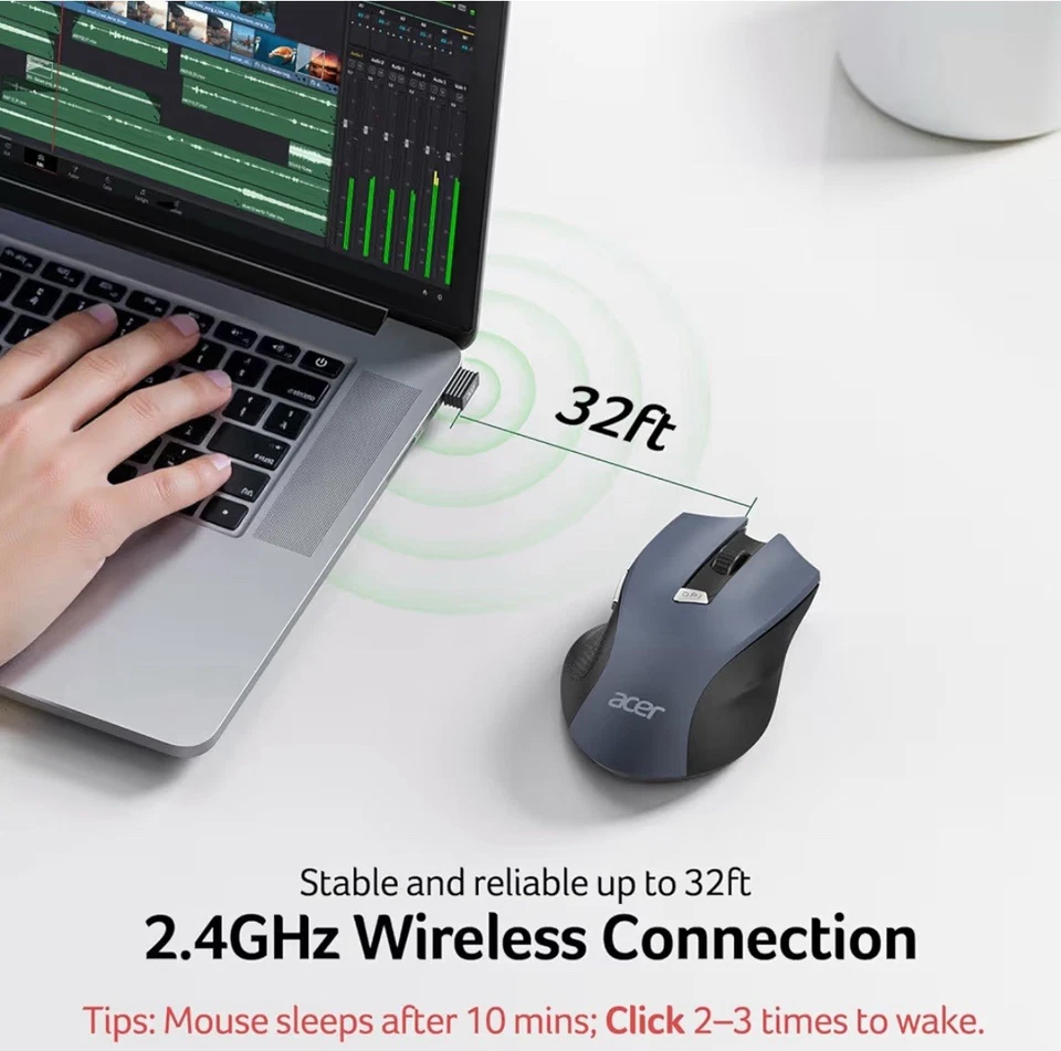 Acer Wireless Mouse for Laptop, 2.4GHz Computer Mouse 3 Adjustable DPI 6 Buttons - Image 2 of 4