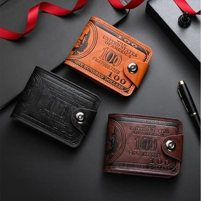 Hasp Leather Wallet 100 US Dollar Pattern Coin Purse Money Bag Men Gift