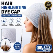 Silicone Hair Highlighting Cap with Hook Needle Reusable Hair Dye Bleach Kit UK