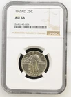 1929 D United States Standing Liberty 25c Quarter NGC AU 53