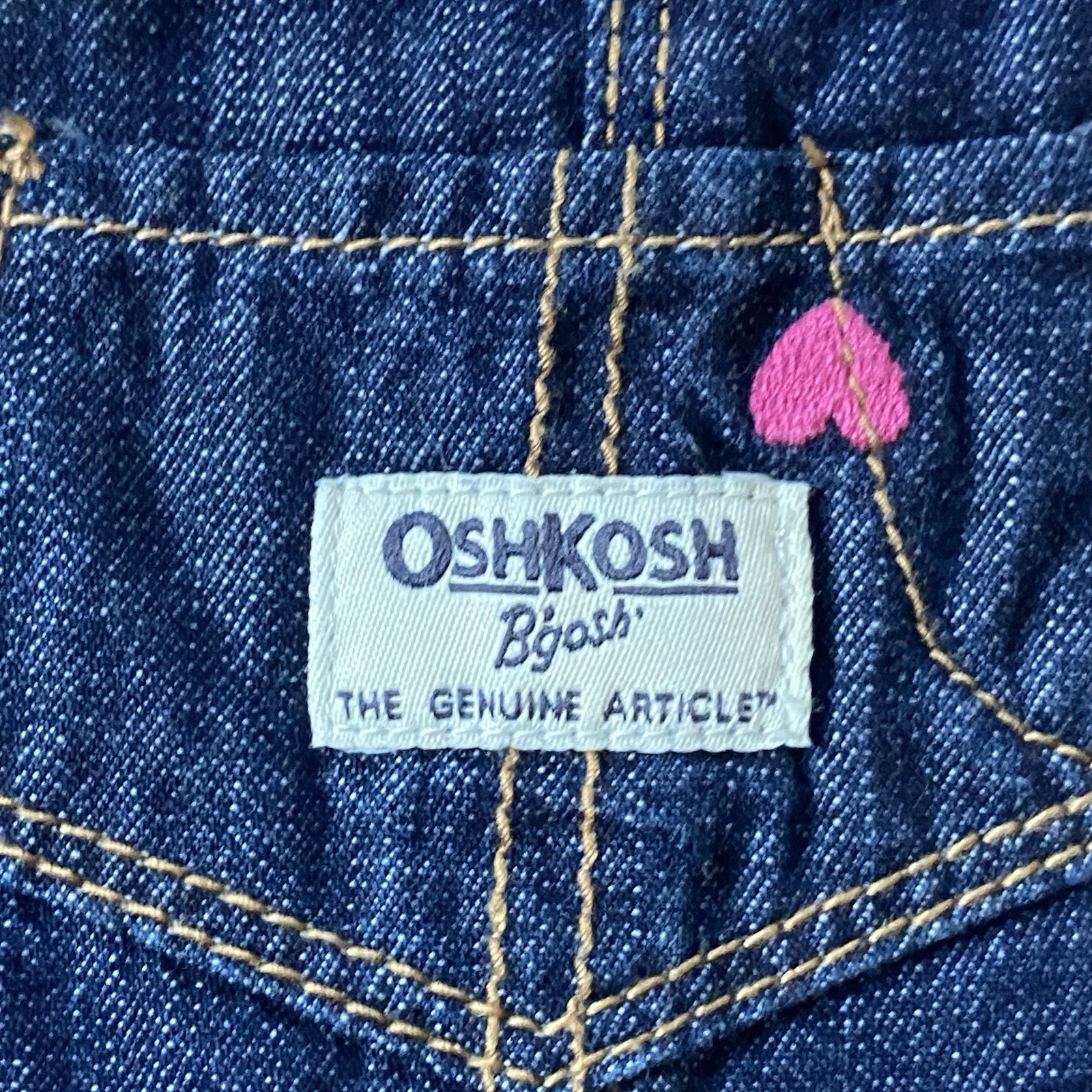 OshKosh B’Gosh Overalls Size 6 Months Pink Hearts Jeans EUC Baby Girls Osh Kosh