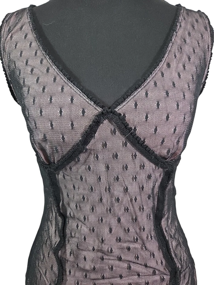 Y2K Access Pink & Black Mesh Lace Overlay Goth Emo Feminine Vamp 90s Rave Sz S - Image 2 of 4
