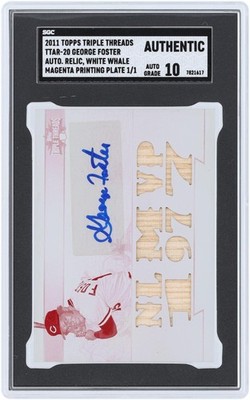 George Foster Reds Signed 2011 Topps Triple Threads #1/1 SGC Auth
