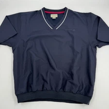 Cutter Buck Men Navy Blue Bank of America Golf Pullover 3/4 Sleeve V-Neck Large