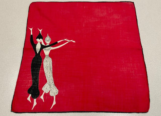 Vintage Red Handkerchief Elegant Bali Lady Dancers