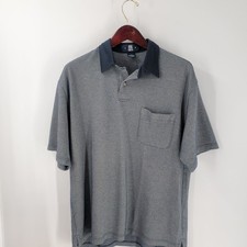 Vintage Oak Creek Geometric Pocket Classic Golf Polo Shirt Blue White Size L