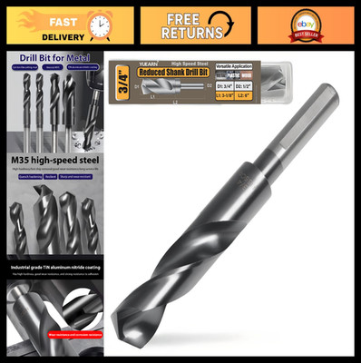 3/4'' Cobalt Drill Bit for Metal - M35 Titanium, 3-Flat Shank, 6.5'' Length, Steel