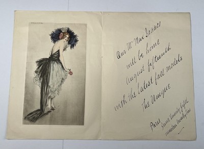 1922 Paris Fashion Lithograph by P. Schneider & Cie   The Unique Boutique Card