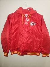 Kansas City Chiefs Adult NFL Ultra Game Satin Hoodie Bomber Jacket Red XL NWT