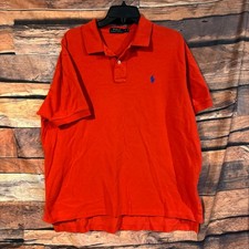 Polo Ralph Lauren Men's Orange XL Pique Polo Shirt Cotton Short Sleeve