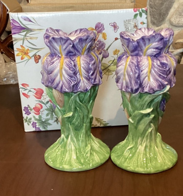 Pair of 6  Studio Nova  Garden Bloom  Candlesticks W/Original Label & Box