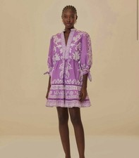 Farm Rio Lilac Sweet Garden Mini Dress Floral Summer Boho Womens XL New