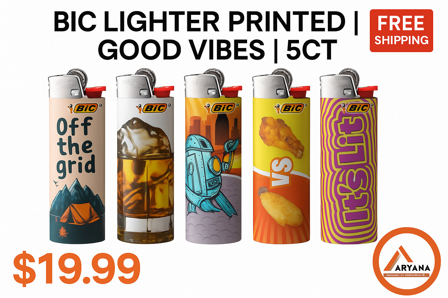 Printed | Good Vibes | 5ct Pack &ndash; Brand New &ndash; Free Shipp