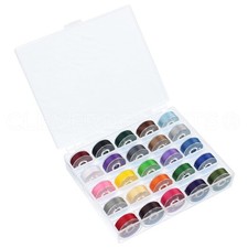 25 Color Prewound Bobbins Set - Size L Bobbins - 75D/2 60WT Polyester Thread