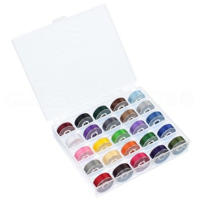 25 Color Prewound Bobbins Set - Size L Bobbins - 75D/2 60WT Polyester Thread