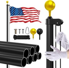 25 FT Heavy Duty Aluminum Flag Pole Kit, 14 Gauge Extra Thick Outdoor Flagpole w