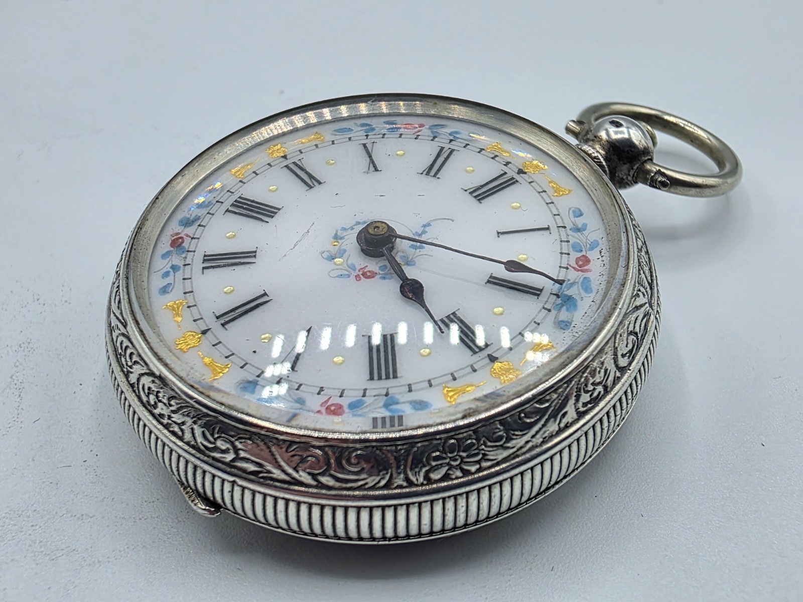 Solid Silver ANDRE MATHEY Pocket Watch 1884 Birmi… - image 10