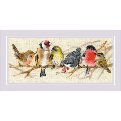 Riolis Kreuzstich Stickpackung ''Vögel auf dem Ast'', Zählmuster, 35x15cm